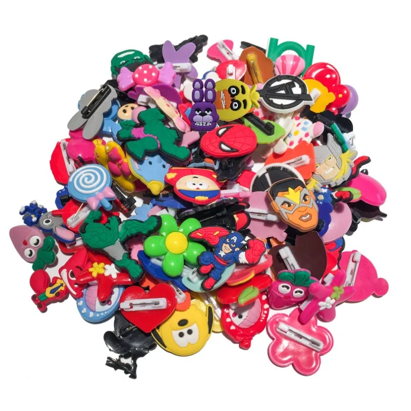 50/100pcs Random Mixed Cartoon PVC Pins Badges Brooches Clothes/Backpack/Hat Decor Pin Accessories Kids Gift Party Favor