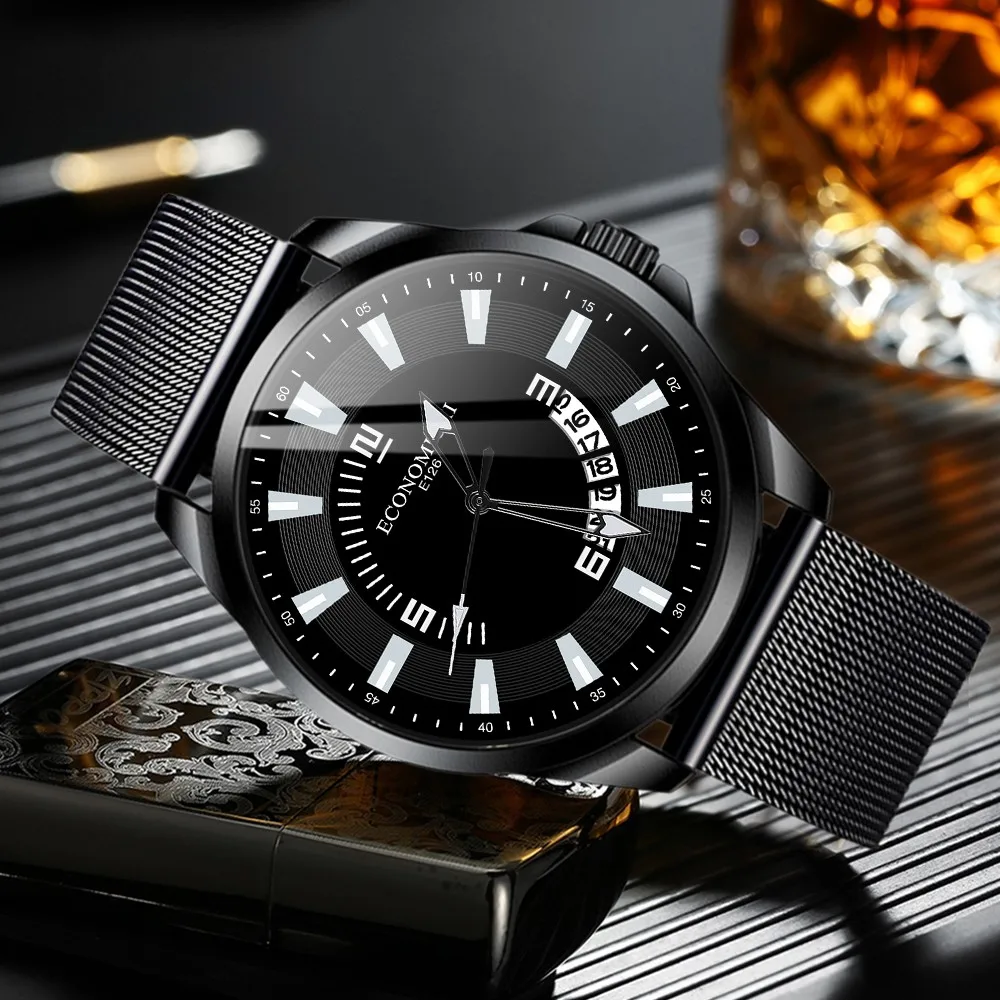 Часы наручные мужские с кожаным ремешком модные роскошные Цифровые в стиле ретро