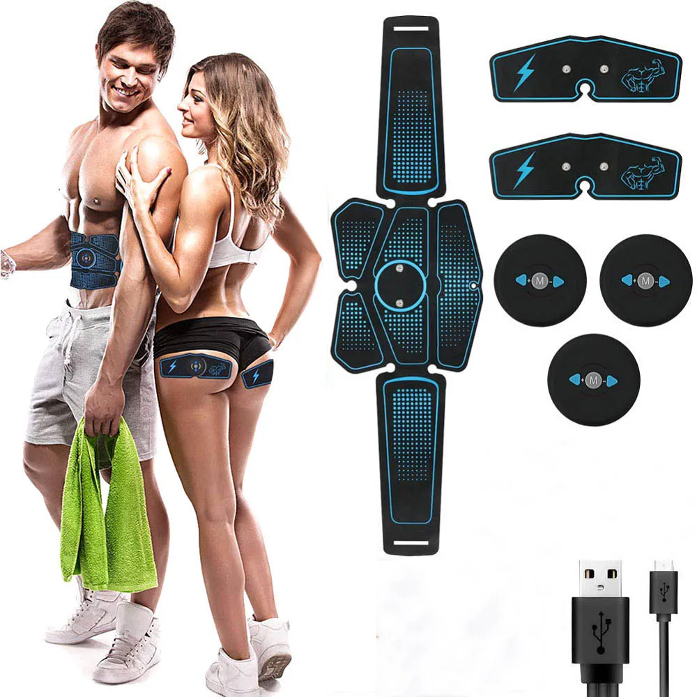 

ABS Stimulator Muscle Toner Abdominal Toning Belt Electrostimulation EMS Training Home Office Fitness Equipment USB Charging