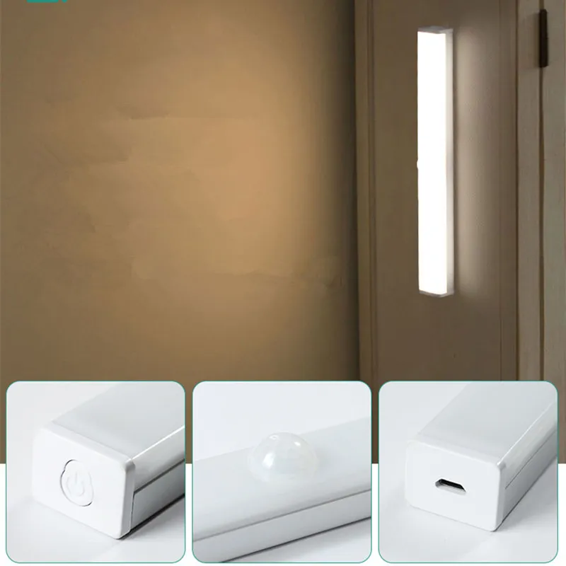 

LED Lighting Under Cabinet Lights Led Motion Sensor Mirror Lighting Kitchen Bathroom Night Lights Bedroom Wardrobe USB Charging