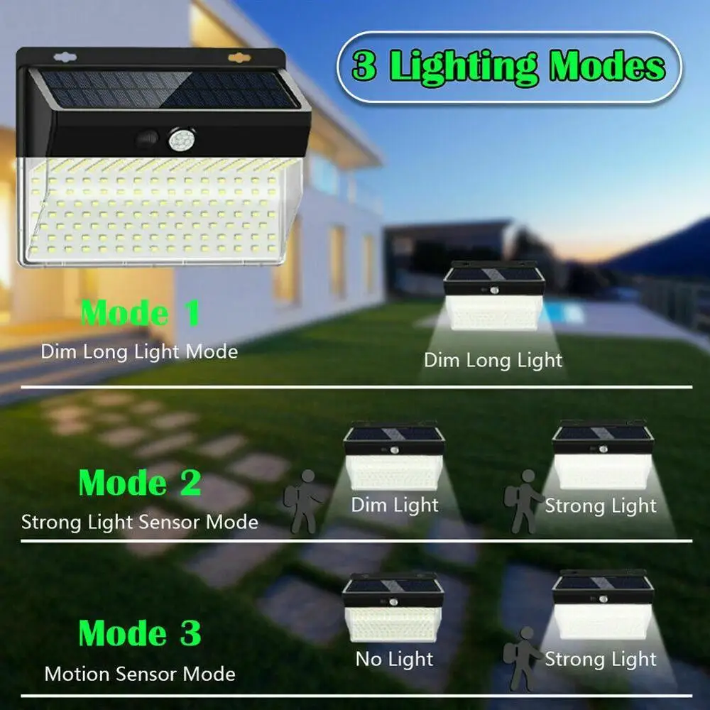 

206LED infrared human body induction lamp outdoor four-sided lighting Automatic solar night at energ Pollution-free lightin O1N6