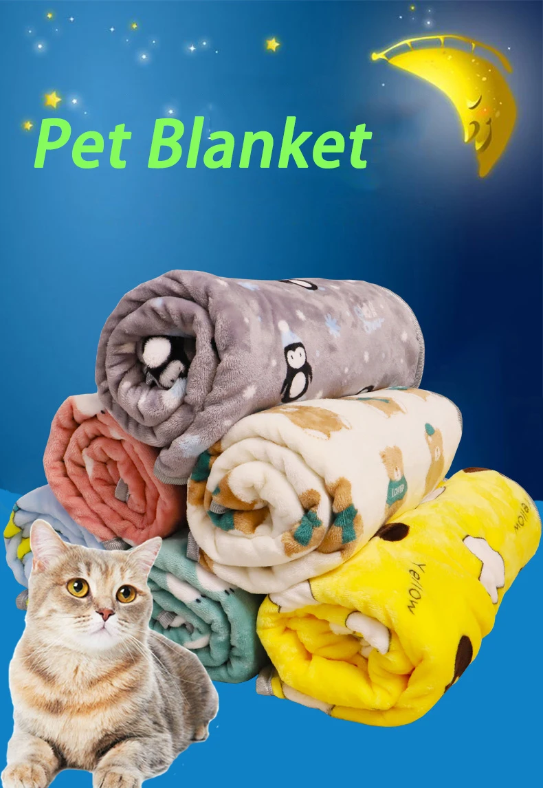 High-Quality Manta Gato Soft Flannel Dog Blanket Winter Warm Pet Mat Cartoon Cute Comfortable Cat and Dog Blanket Pet Supplies