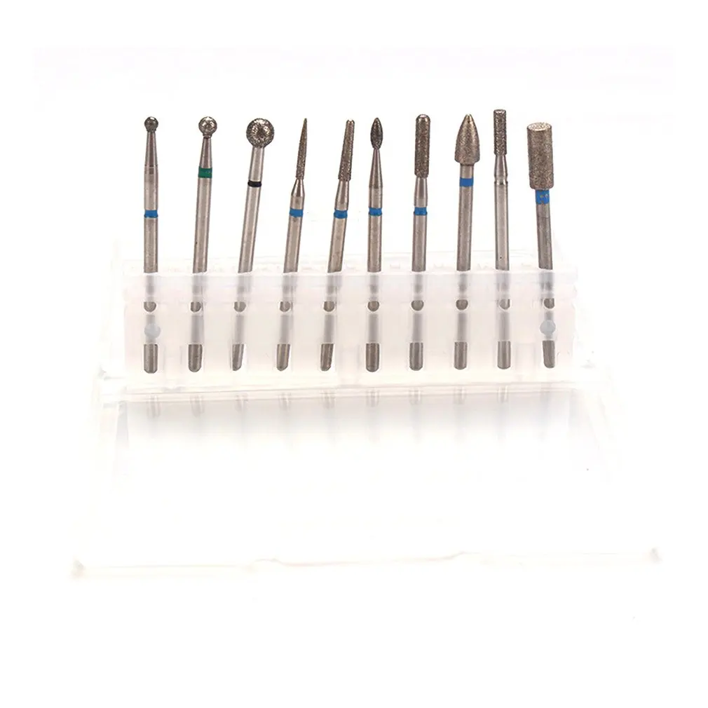 

10 Pieces Cuticle Clean Drill Bits Set Diamond Nail Tungsten Steel Alloy Grinding Head Set for Russian Manicure