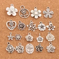 mix flowers charm beads metal pendants 190pcs zinc alloy findings jewelry diy lm55