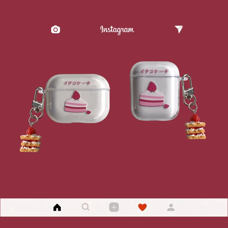 

Чехол для AirPods, милый мультяшный чехол с подвеской в виде торта для наушников AirPods 2 3 AirPods Pro, прозрачный мягкий чехол для наушников из ТПУ с бр...