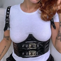 punk corset wide pu leather belt for women slim body suspender waist strap waistband female girl decorative girdle