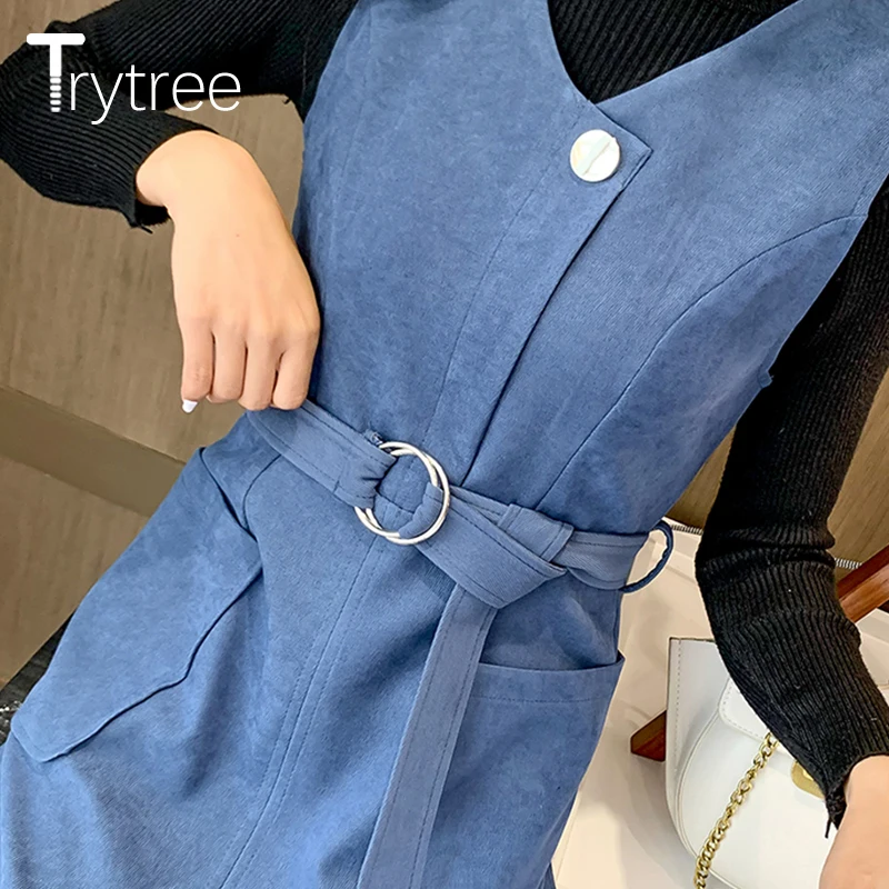 Trytree осенне-зимний комплект из двух предметов повседневный вязаный свитер с