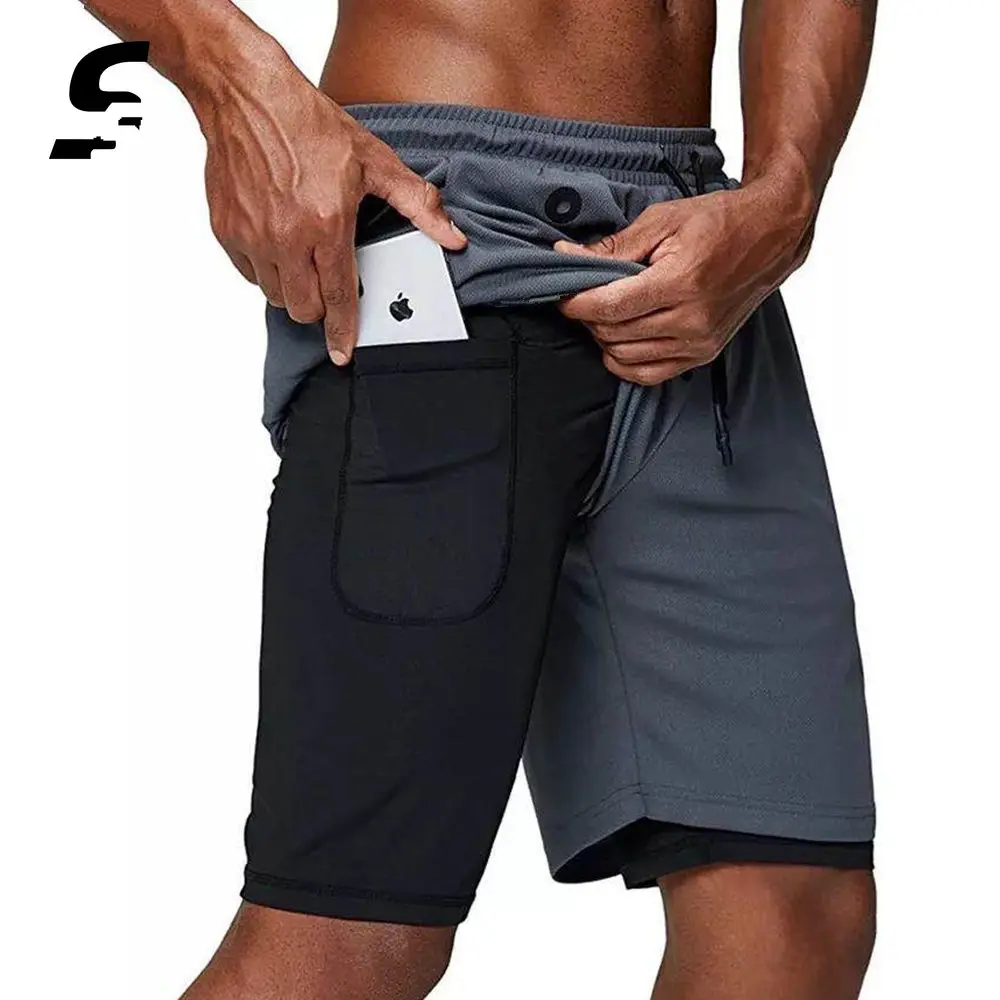 Running Shorts Men 2 In 1 Shorts Men Gyms Fitness Quick Dry Shorts Male Workout Sport Basketball Pants Jogging Double Deck Pants
