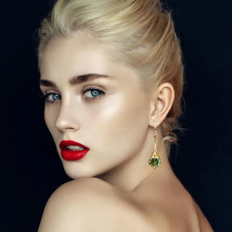 Модные циркониевые девичьи серьги Длинные висячие Для женщин позолоченные 18 к