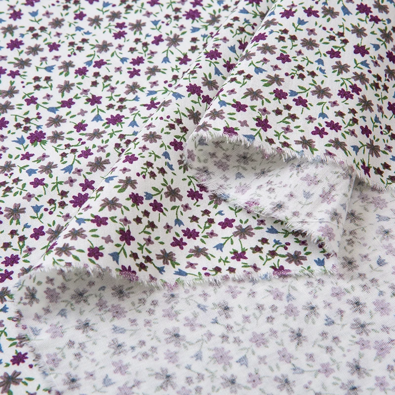 Хлопковый с цветочным принтом саржевый хлопковый поплин для платья Комплект