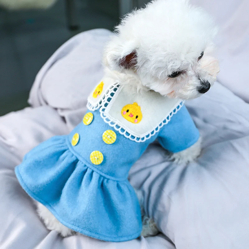 PETCIRCLE Dog Puppy Clothes Yellow Chicken Woolen Dress Fit Small Pet Cat All season Cute Costume Coat Skirt |