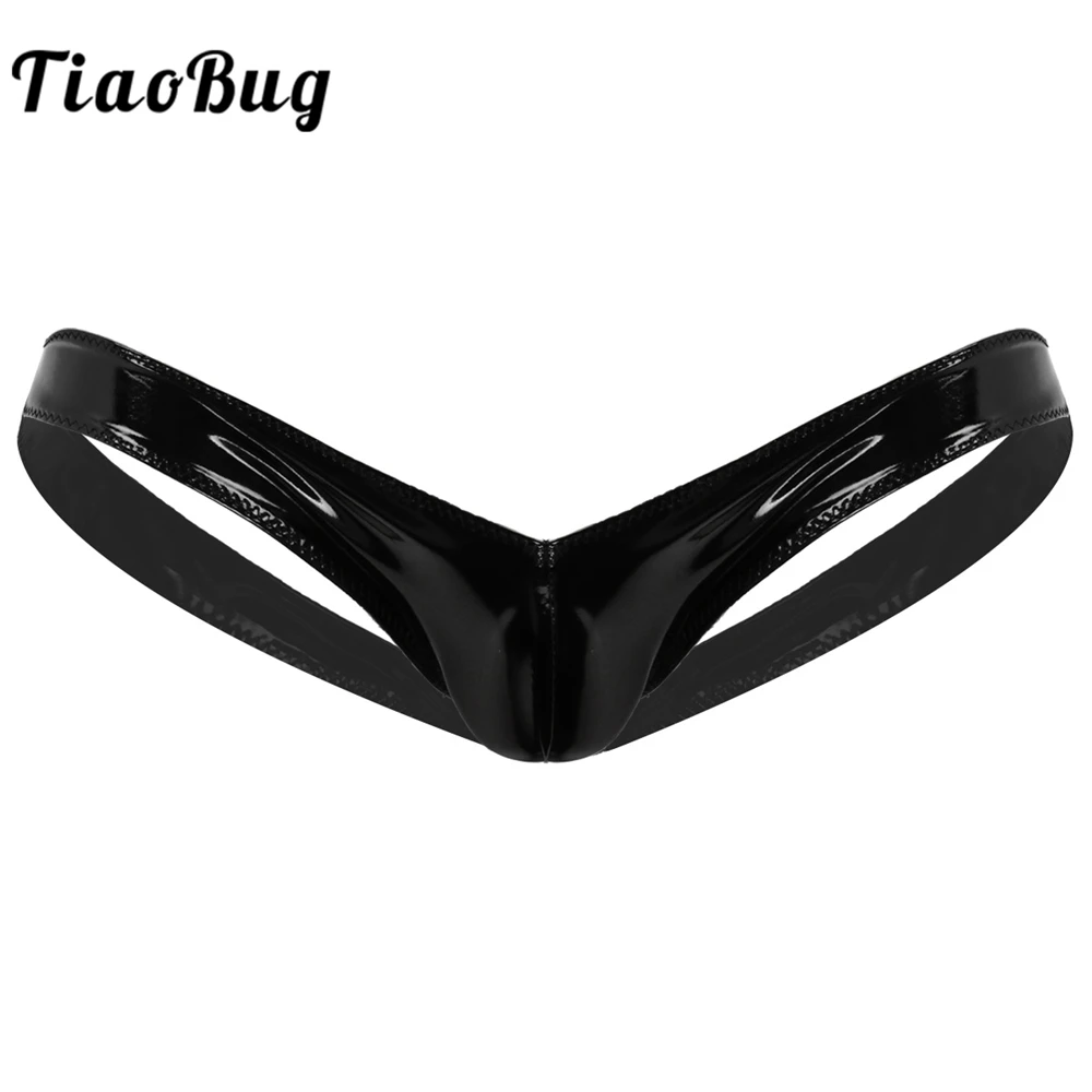 TiaoBug мужские трусы Черное женское белье из лакированной кожи ультра низкое