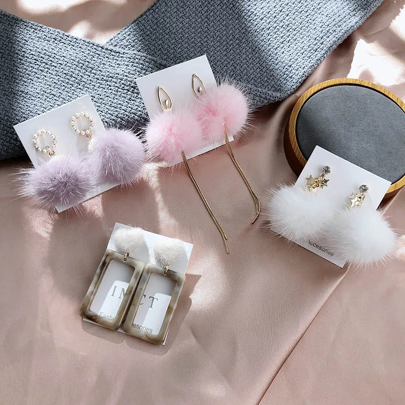 Модные серьги с кисточками для женщин роскошные милые пушистые Висячие