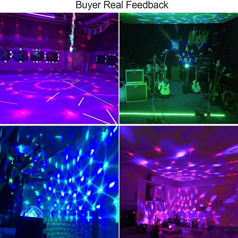 

Sound Activated Party Lights with Dj Lighting, RGB Disco Ball, Stage Light for Home Room Birthday Xmas Wedding(EU Plug)