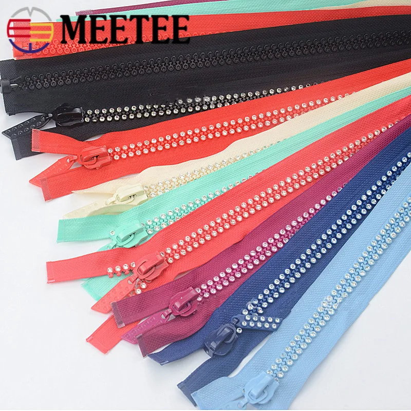 Meetee 2/5 шт. 60 см 10 # молния из смолы Двойные Алмазные блестящие молнии с открытым