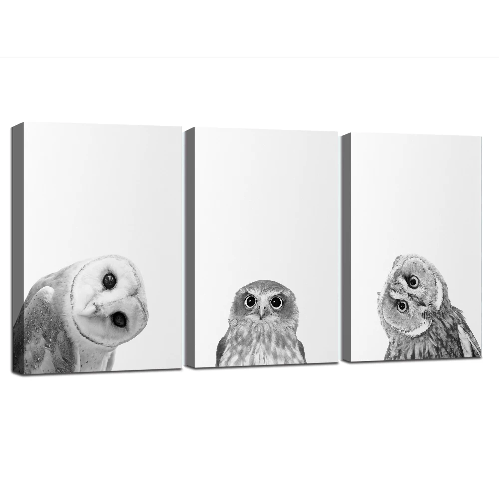 

Nordic Black White Owl Canvas Painting Home Poster Print Wild Animal Wall Art for Living Room Decoration Picture Minimalism