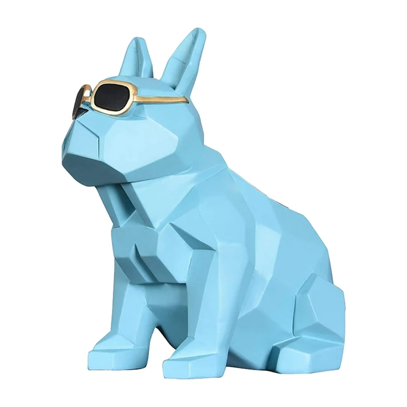 

Geometry Bulldog Statue Pen Case Animal Dog Pen Holder Sculpture Resin Craftwork Home Decoration Accessories