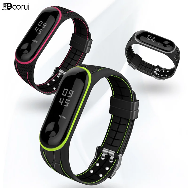 BOORUI новейший 2020 мягкий резиновый ремешок для xiaomi mi band 3 4 5 умные аксессуары Xiaomi