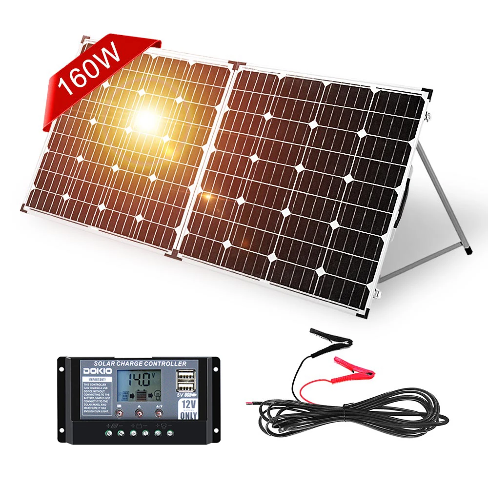 

Dokio 160W Foldable Solar Panel China 18V Solar Panels Waterproof Cell/System Charger 12V Charge With Controller 150W Solar Sets