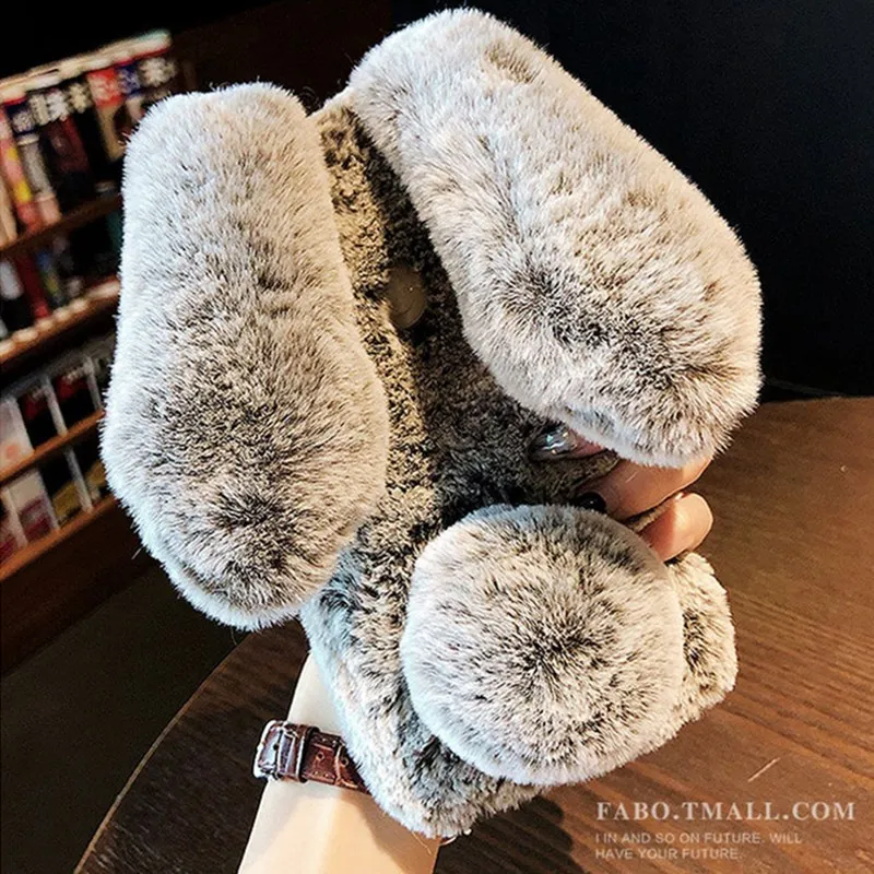 Милый пушистый чехол для телефона из кроличьего меха Huawei Mate 20 Lite P20 Pro P30 плюшевый в