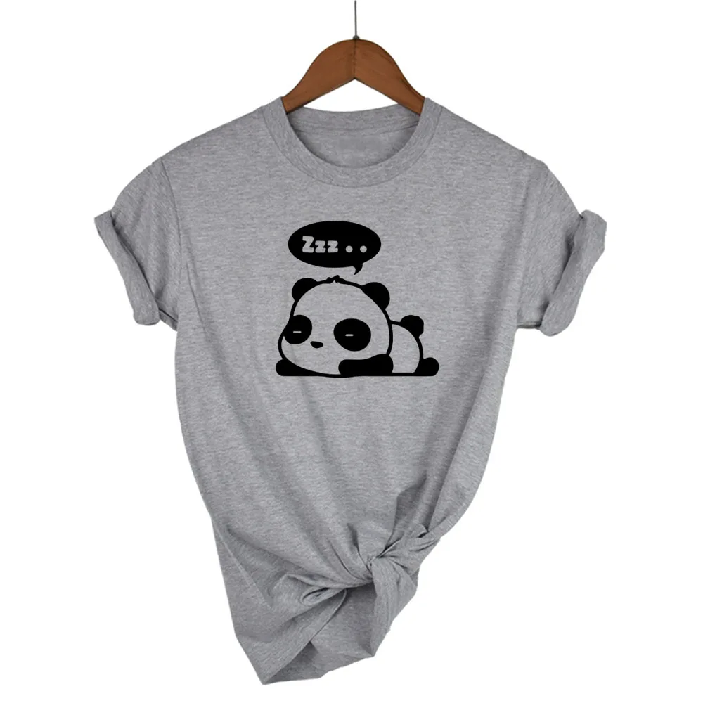 Топ качество хлопок мода Панда печать Свободная Женская футболка крутая