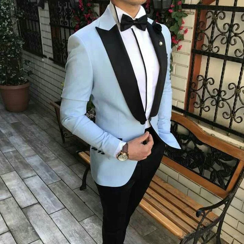 Небесно голубой мужской костюм для свадьбы Terno Masculino Мужской Блейзер выпускного