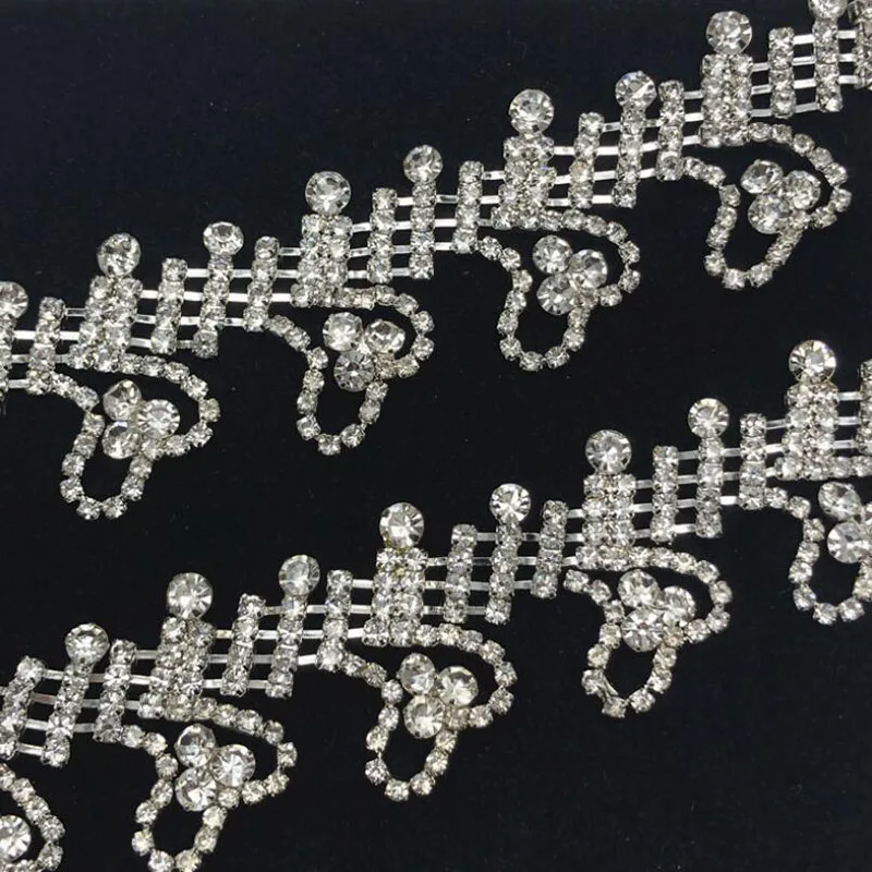 

10Yards Bridal Wedding Rhinestone Trim Applique Sew On Beaded Motif Craft Diamante Trimming