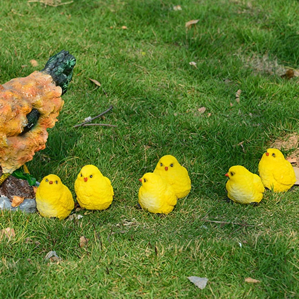 

Resin Artificial Chicken Ornament Statue 3pcs/set 7*7*7cm Garden Decor