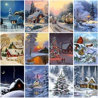 5d diy diamond painting winter snow scenery rhinestone picture square landscape diamond embroidery mosaic home decoration gifts