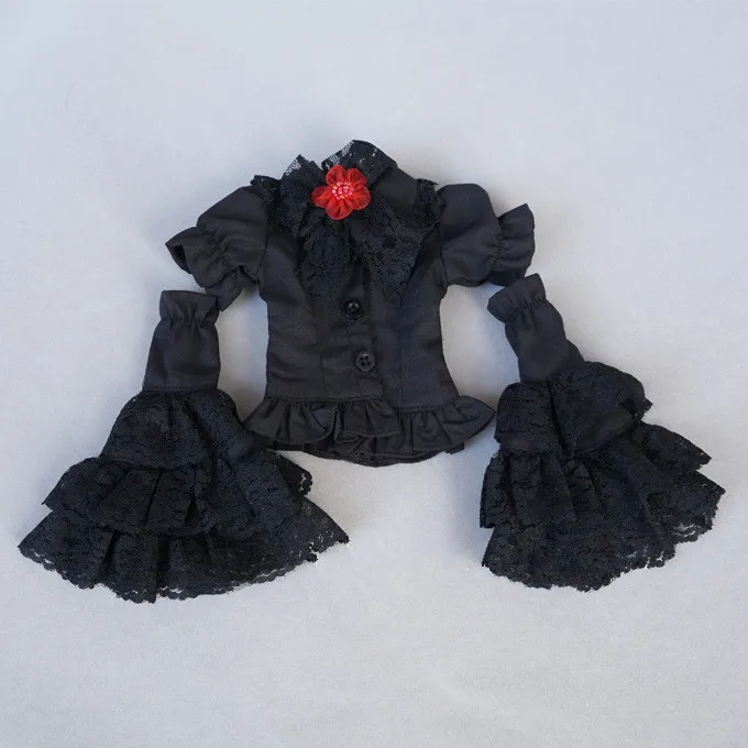 

BJD doll dress is suitable for 1/3 1/4 woman size daily black short sleeve lace shirt lace sexy top doll accessories