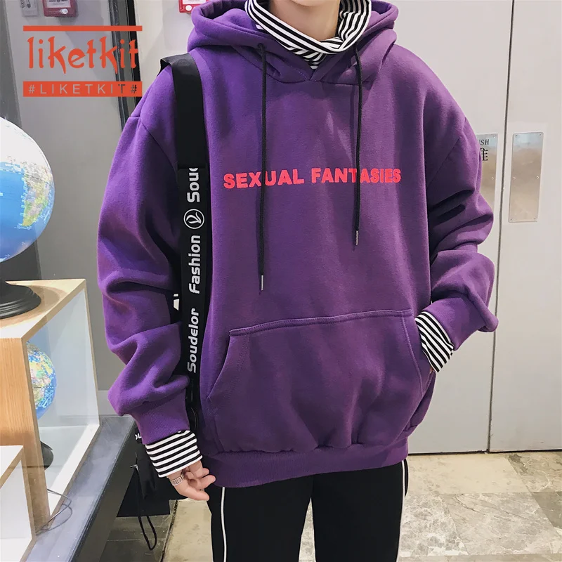 Liketkit мужские повседневные толстовки 2019 с принтом большие размеры флис толстые