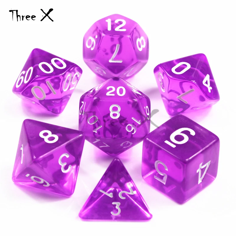 Colorful Top Quality Dice Set of 7 Translucent Sided D4 D6 D8 D10 D12 D20 for DND Dados Rpg Boardgame | Спорт и развлечения