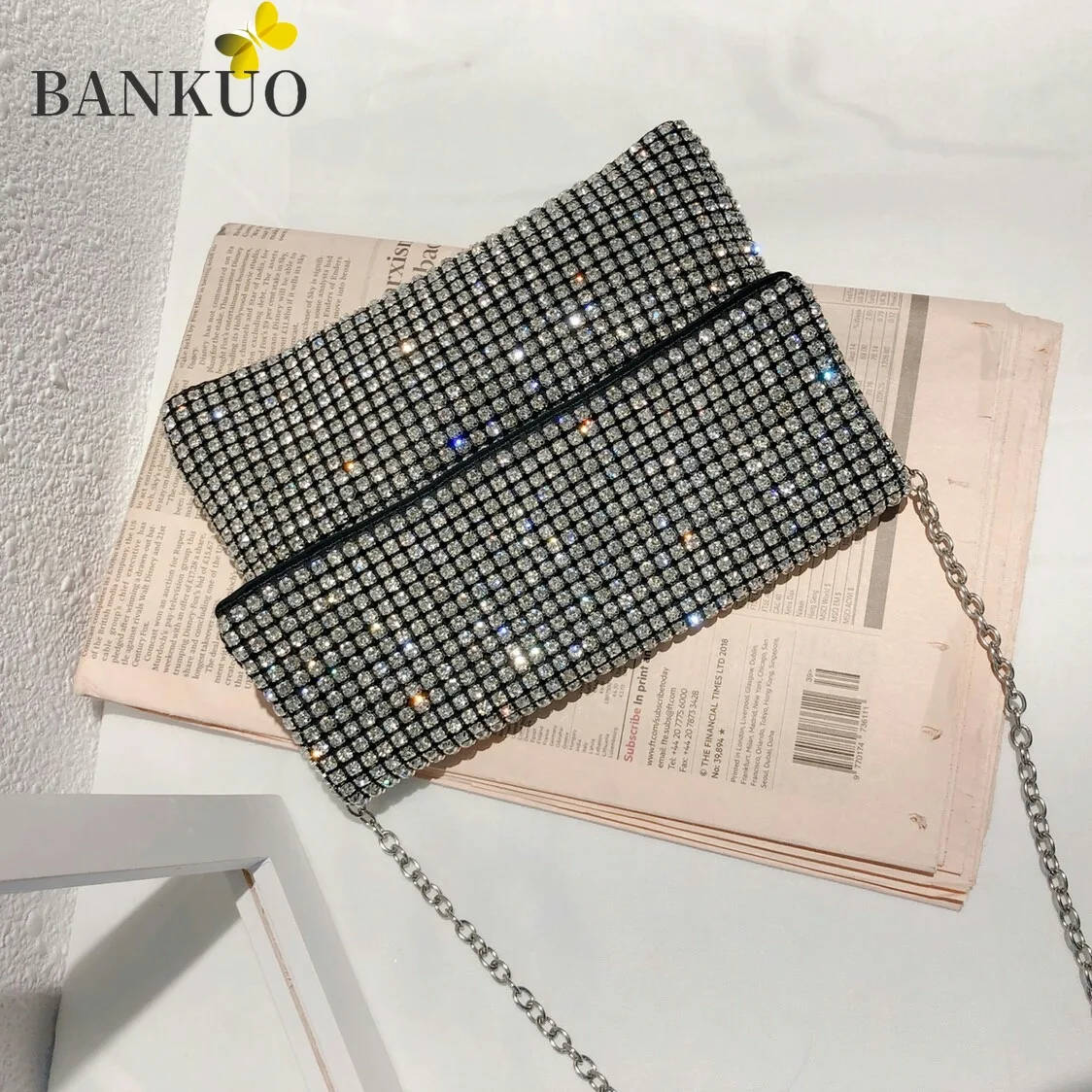 

BANKUO Womens Bags 2021 New Spring PU Leather Diamonds Shoulder Bag Large Capacity Chains Crossbody Bags for Women Fashion X418