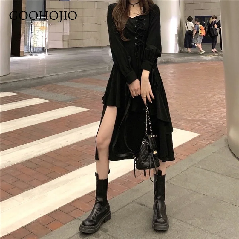 

GOOHOJIO 2021 New Spring and Autumn A-line Dress Women High Waist Temperament Dress for Women Fashionable Vintage Women Dress