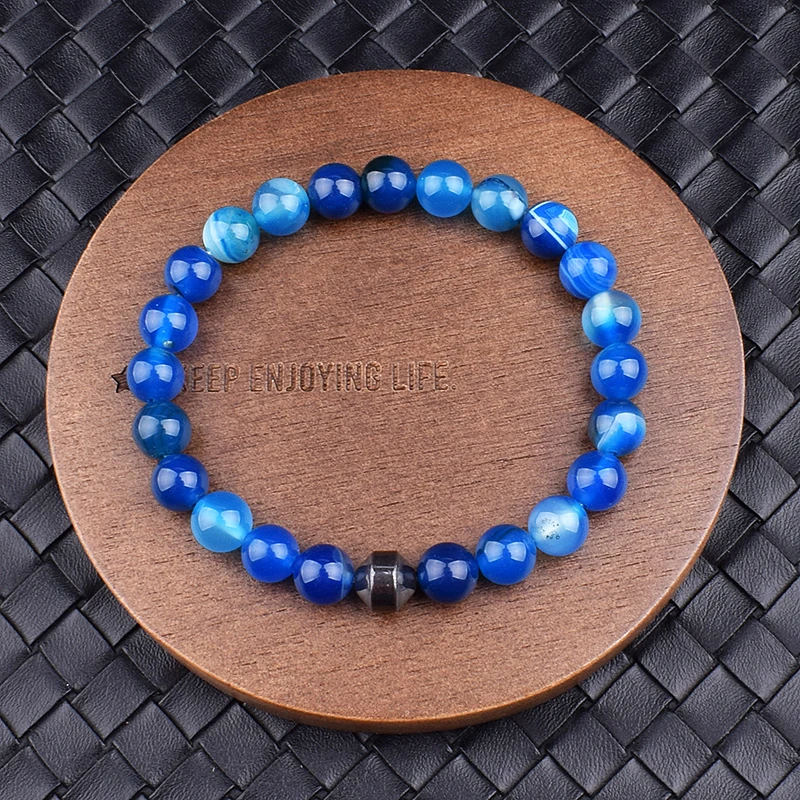 

Cylinder Hematite Agates Bead Bracelet Women Natural Stone Magnetic Bracelet Men Couples Health Care Jewelry Gift pulsera hombre