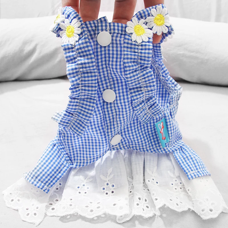 Платье для собак синее кружевное мини-платье на весну и лето одежда маленьких