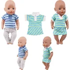 Повседневная клетчатая футболка из двух частей, подходит для американских кукол размером 18 дюймов и 43 см, аксессуары для одежды, игрушки для девочек, подарок на день рождения
