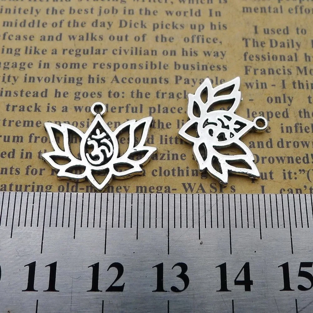 

150pcs Flower Yoga Charms 16mm x 20mm DIY Jewelry Making Pendant Antique Silver Color