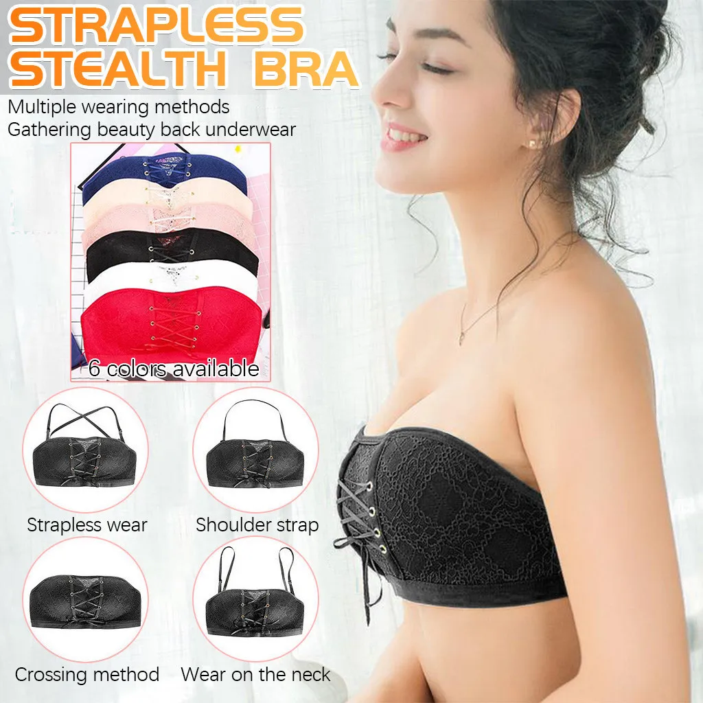 

Ladies Detachable Shoulder Strap Bra Solid Color Lace No Steel Ring Bra Bandage Bra Pull Up Underwear sports bras