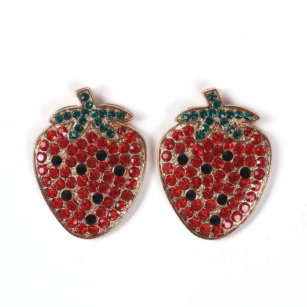 Fashion ZA Elegant Crystal Rhinestone Red Strawberry Earrings Women Indian Ethnic Party Club Statement Jewelry