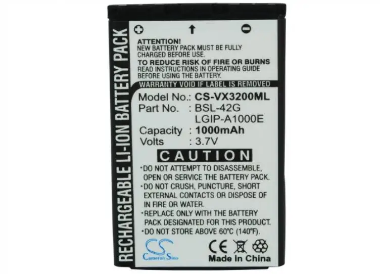 Аккумулятор cameron sino 1000 мАч для LG AX245 AX-245 AX355 ax4270 ax4750 AX-4750 AX490 AX5000 CE500 325 vx5300 VX6100 VX6200 |