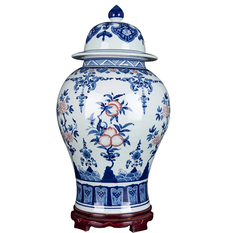 

Jingdezhen Ceramic Classic Fashion General Tank Large Vase Floor Vase Ornament Blue And White Porcelain Home Decoration Jar