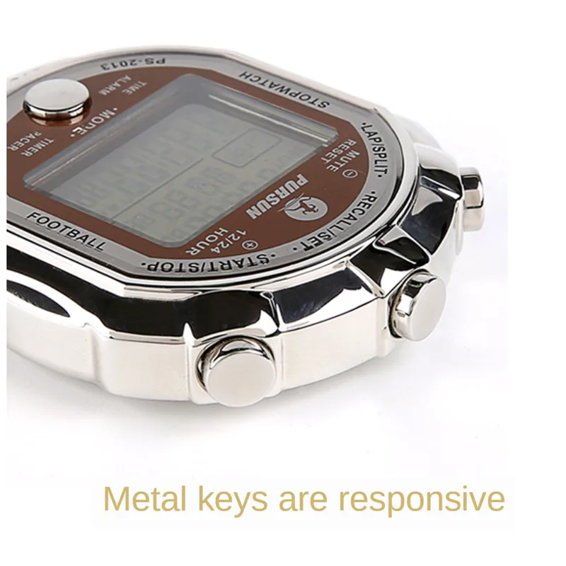 Металлический водонепроницаемый секундомер Ручной ЖК хронограф часы с