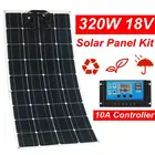 Солнечная панель 320 Вт 18 в, Гибкая солнечная панель, зарядное устройство USB 10 А, контроллер, солнечная панель в комплекте для дома, улицы, кемпинга солнечная батарея солнечные панели