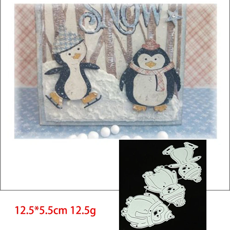

Three penguins Metal Cutting Die Mould Scrapbook Die Embossing DIY Handicraft Paper Card Photo Album 2021 New