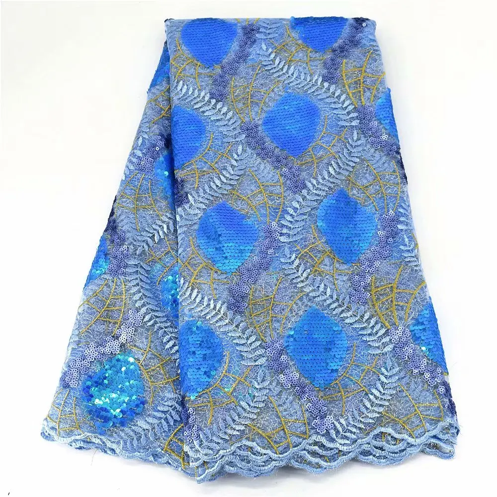 

Sequence African French Net Lace Fabric 2021 High Quality Nigerian Mesh Tulle Embroidery Sequins Materials For Wedding Party Sew