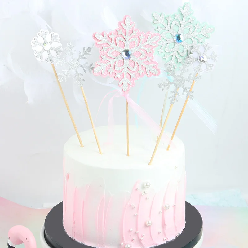 3 шт. Рождественские снежинки капкейки топперы для маленьких девочек