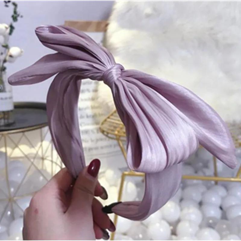 

Solid Bow Hairband Accessories Women Big Bow Knotted Center Headband Head Band for Adults Party Show Headdress Bow Hairband