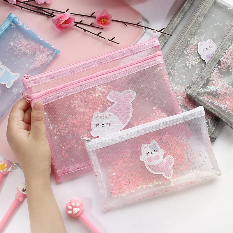 Милый держатель для файлов школьные принадлежности сетчатая прозрачная