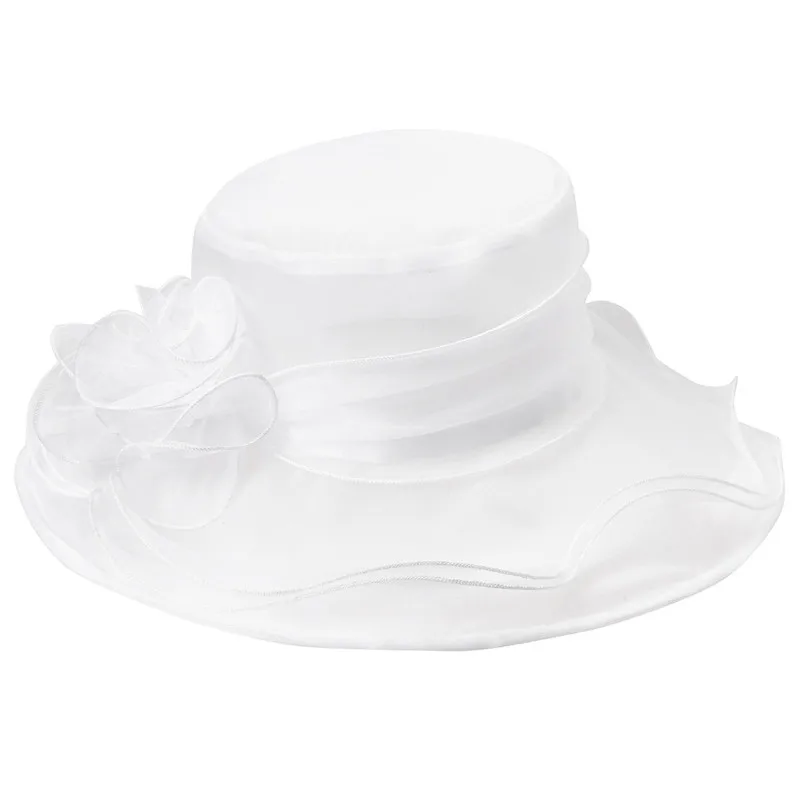 Белый свадебный головной убор для невесты женская шляпа из органзы с широкими